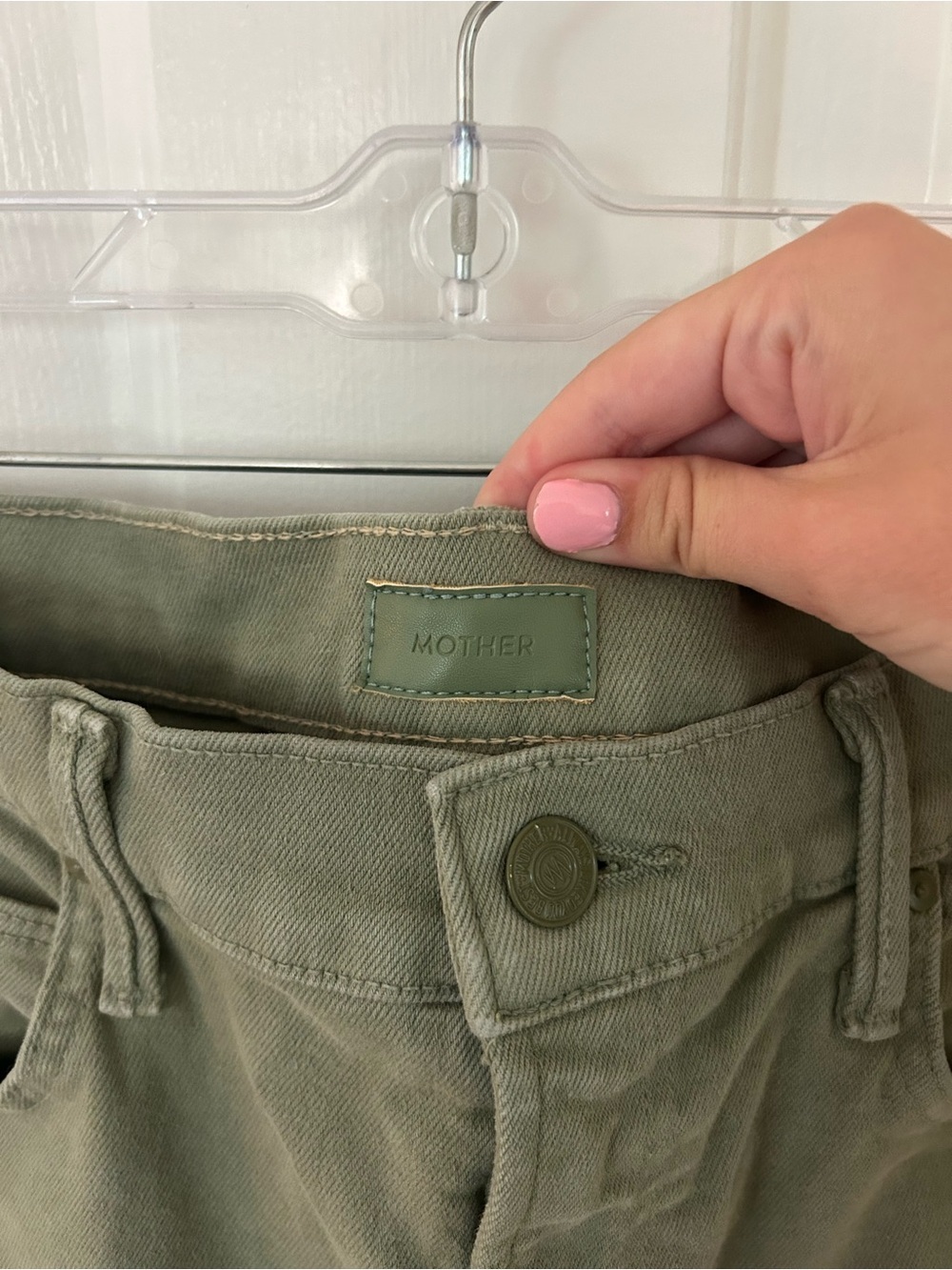 Mother High Waisted Smokin Double Ankle Jeans Oil Green - Picture 5 of 7